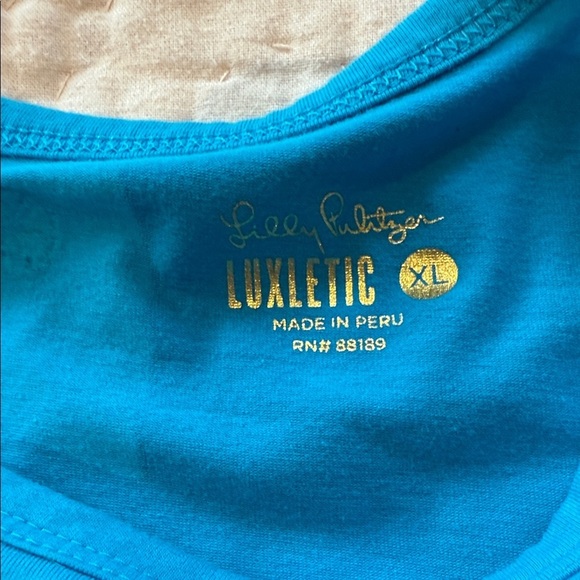 🌴 Lilly Pulitzer TARINA LONG SLEEVE TEE Luxletic Twist Turquoise Shore XL 👟 - Picture 6 of 11